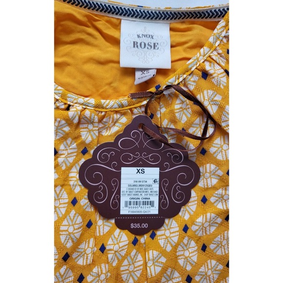 Knox Rose Women's Flutter Sleeve A-Line Yellow/Orange Midi Dress- Size XS - Picture 3 of 5